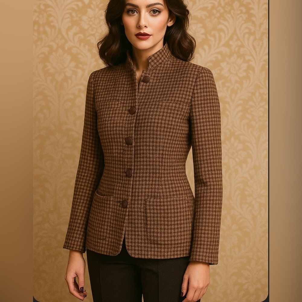 Vintage Christian Dior wool blazer dark academia size 4 preppy retro tweed chic